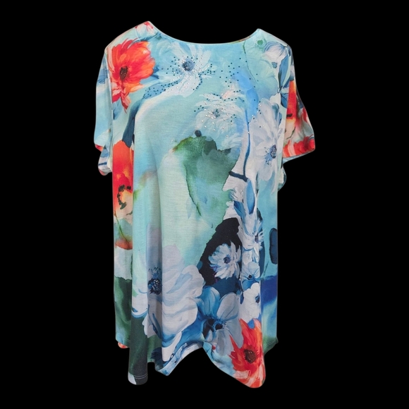 Alia Multicolor Floral Women's Tunic With Rhinestones Size 2X - Picture 1 of 5